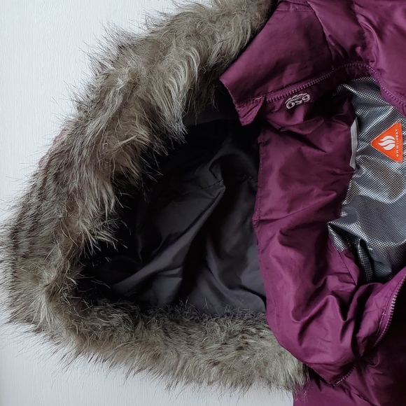 Columbia Maroon 650 Down Midi Winter Jacket XL - Picture 5 of 7